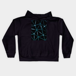 Geometric black triangles blue lines Cyan bright shiny Elegant mesh pattern cool light shining modern blue abstract galactic futuristic Kids Hoodie